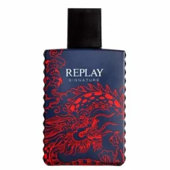 Giftset Replay Signature Red Dragon Man Edt 100ml + Pochette