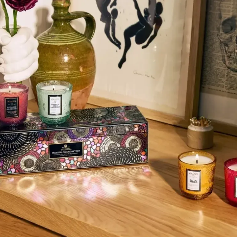 Giftset Voluspa 4 Petite Pedestal Candle Japonica 2024