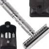 Parker A1-R 4 Piece Travel Safety Razor & Leather Pouch