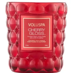 Voluspa Boxed Textured Glass Candle Cherry Gloss 184g