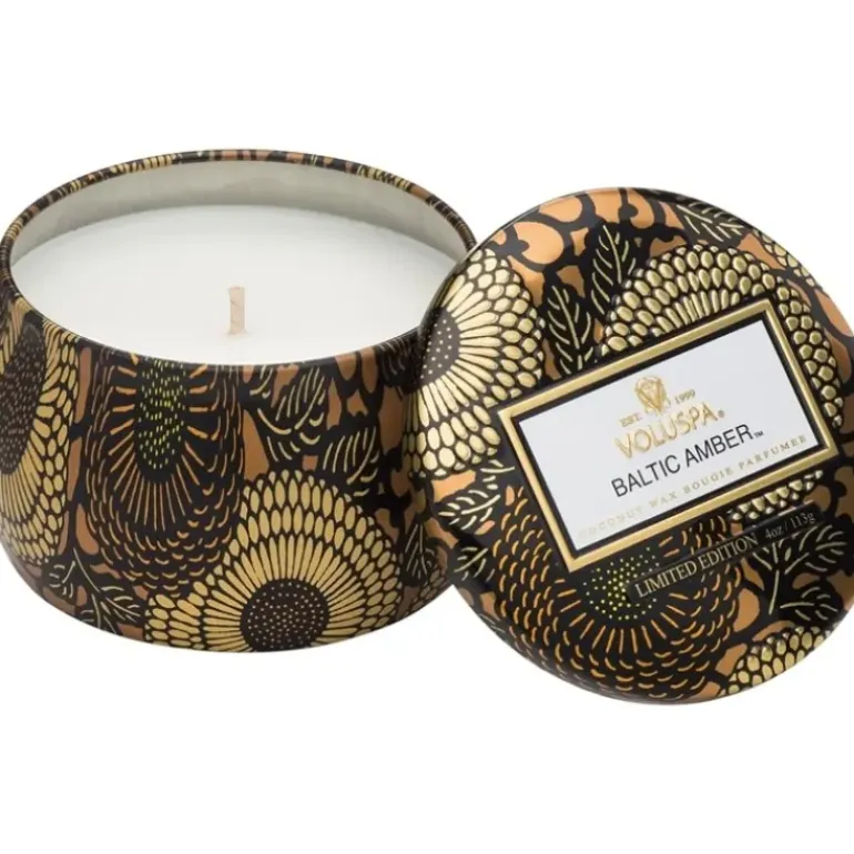 Voluspa Decorative Tin Candle Gilt Pomander & Hinoki 113g