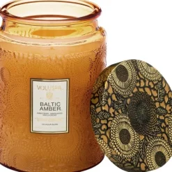 Voluspa Large Embossed Glass Jar Baltic Amber 510g