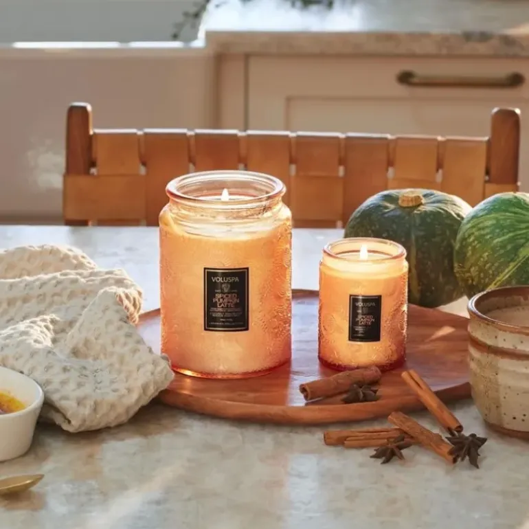 Voluspa Mini Glass Jar Candle With Lid Spiced Pumpkin Latte 156g